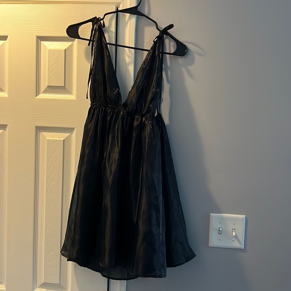 Black baby doll dress with adjustable straps